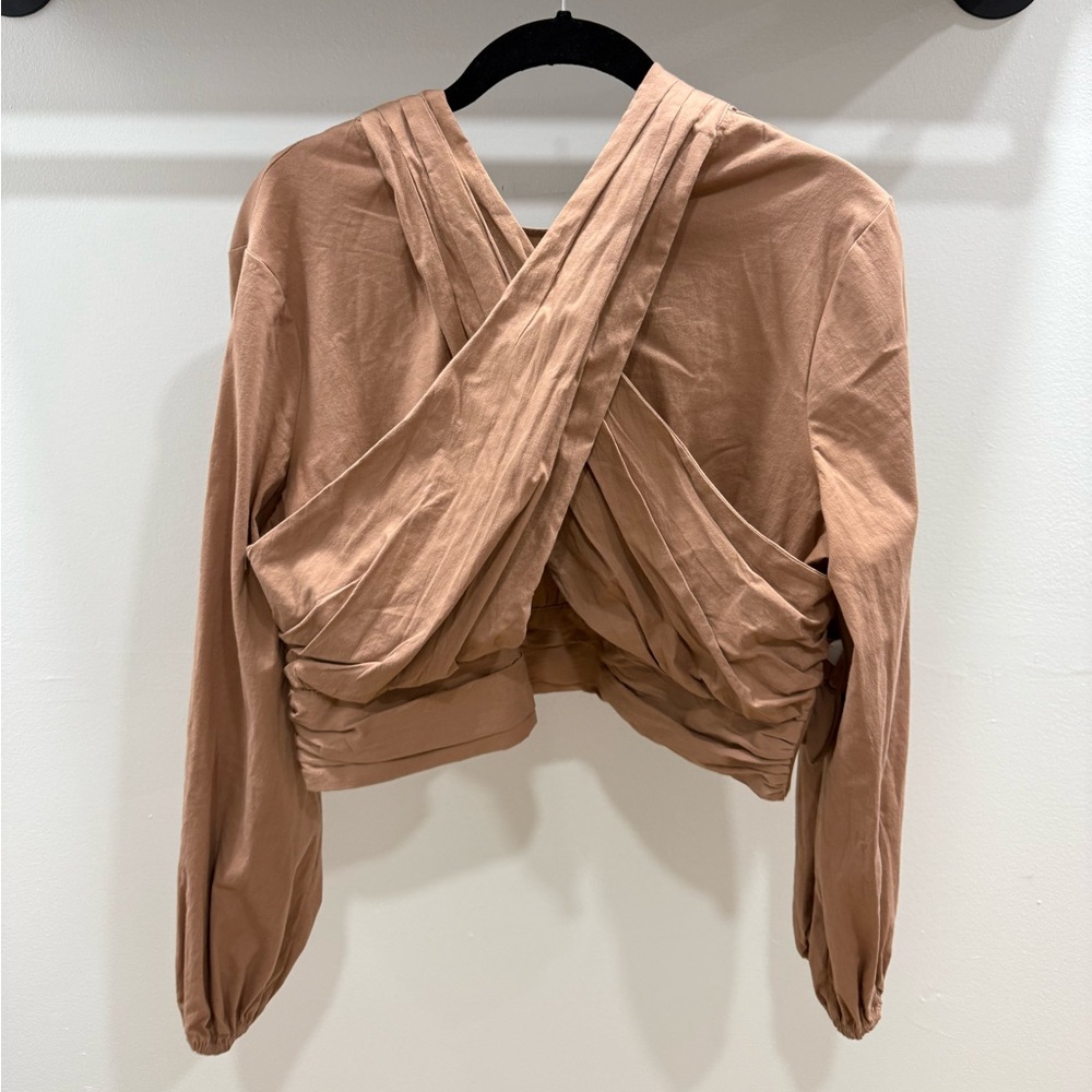 Chic Tan Cross-Back Women's Blouse